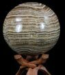 Polished, Banded Aragonite Sphere - Morocco #56987-1